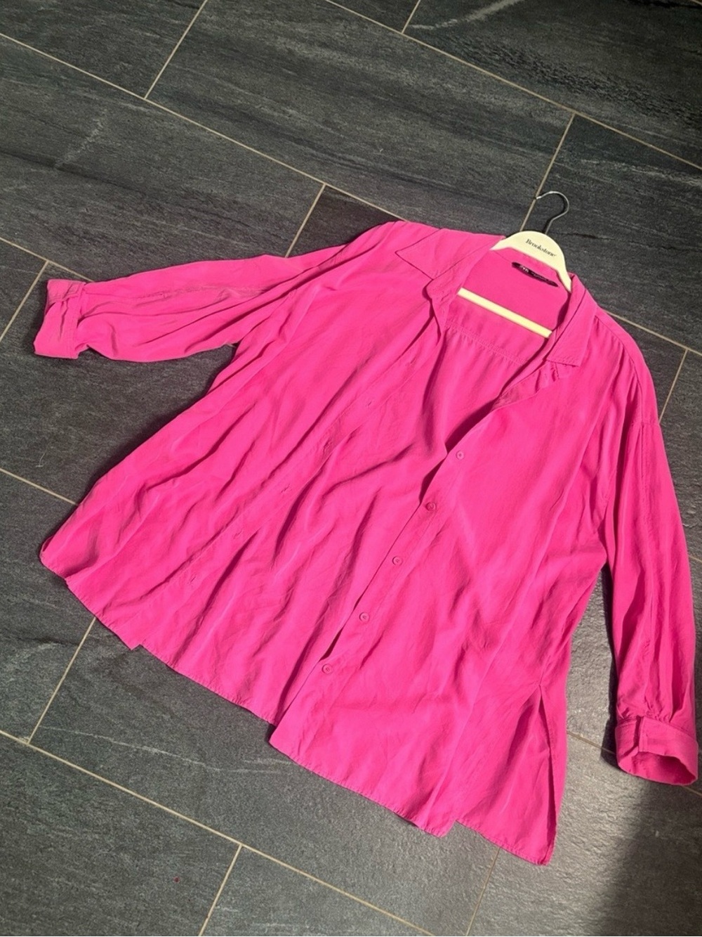 Zara Hot Pink Button-Down Blouse